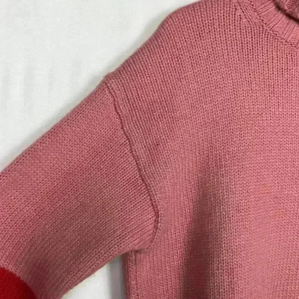 Ann Taylor Womens Knit Tunic Red/Pink/Brown Turtleneck Raglan Sleeve Soft Casual - Picture 6 of 11